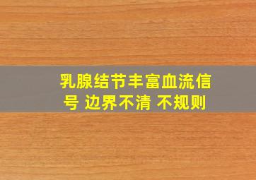 乳腺结节丰富血流信号 边界不清 不规则